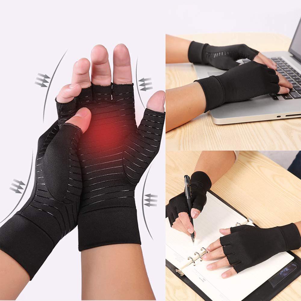 Guantes de Compresión para Artritis – Alivio del Dolor Articular y Fatiga en Manos (Unisex, Medio Dedo)