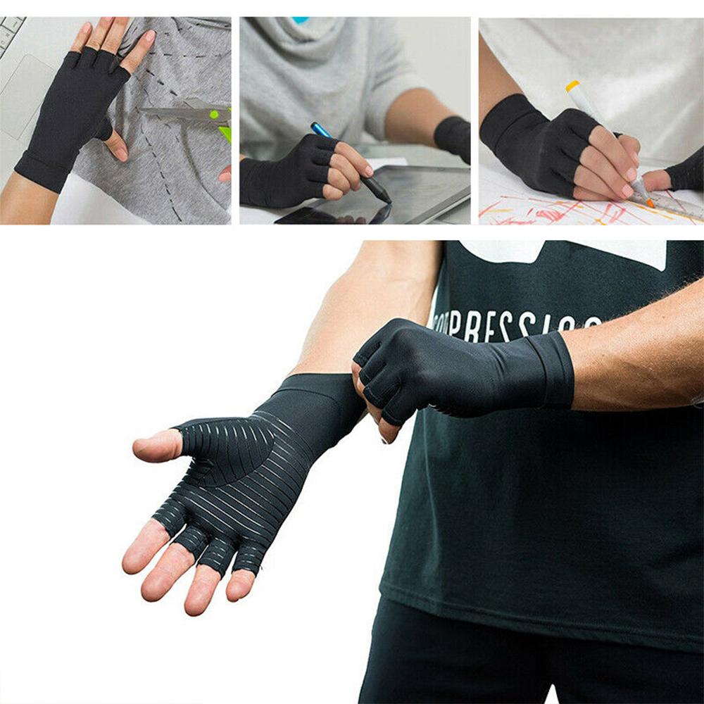 Guantes de Compresión para Artritis – Alivio del Dolor Articular y Fatiga en Manos (Unisex, Medio Dedo)