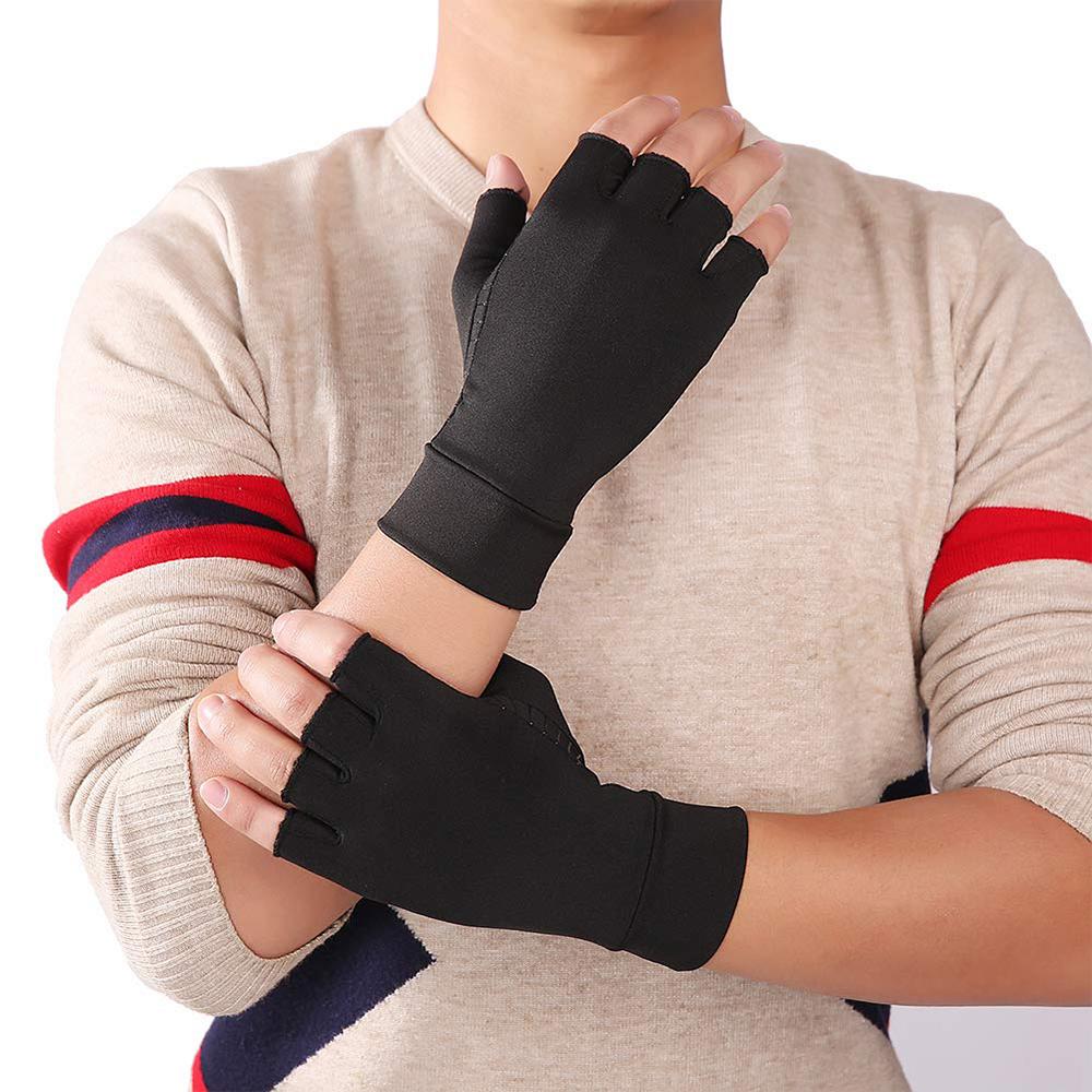 Guantes de Compresión para Artritis – Alivio del Dolor Articular y Fatiga en Manos (Unisex, Medio Dedo)
