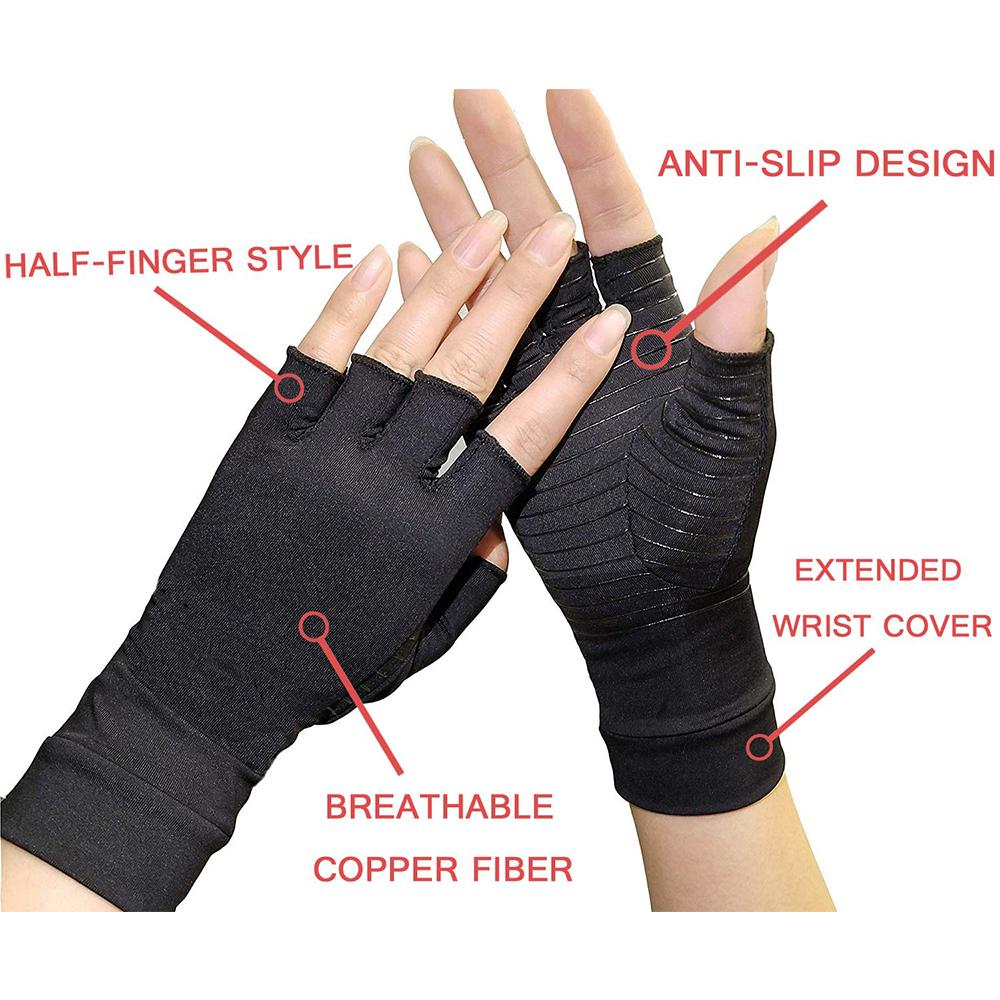 Guantes de Compresión para Artritis – Alivio del Dolor Articular y Fatiga en Manos (Unisex, Medio Dedo)