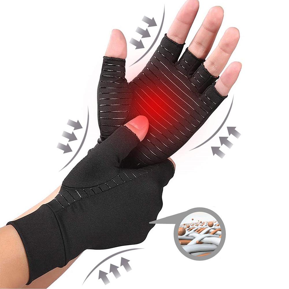Guantes de Compresión para Artritis – Alivio del Dolor Articular y Fatiga en Manos (Unisex, Medio Dedo)