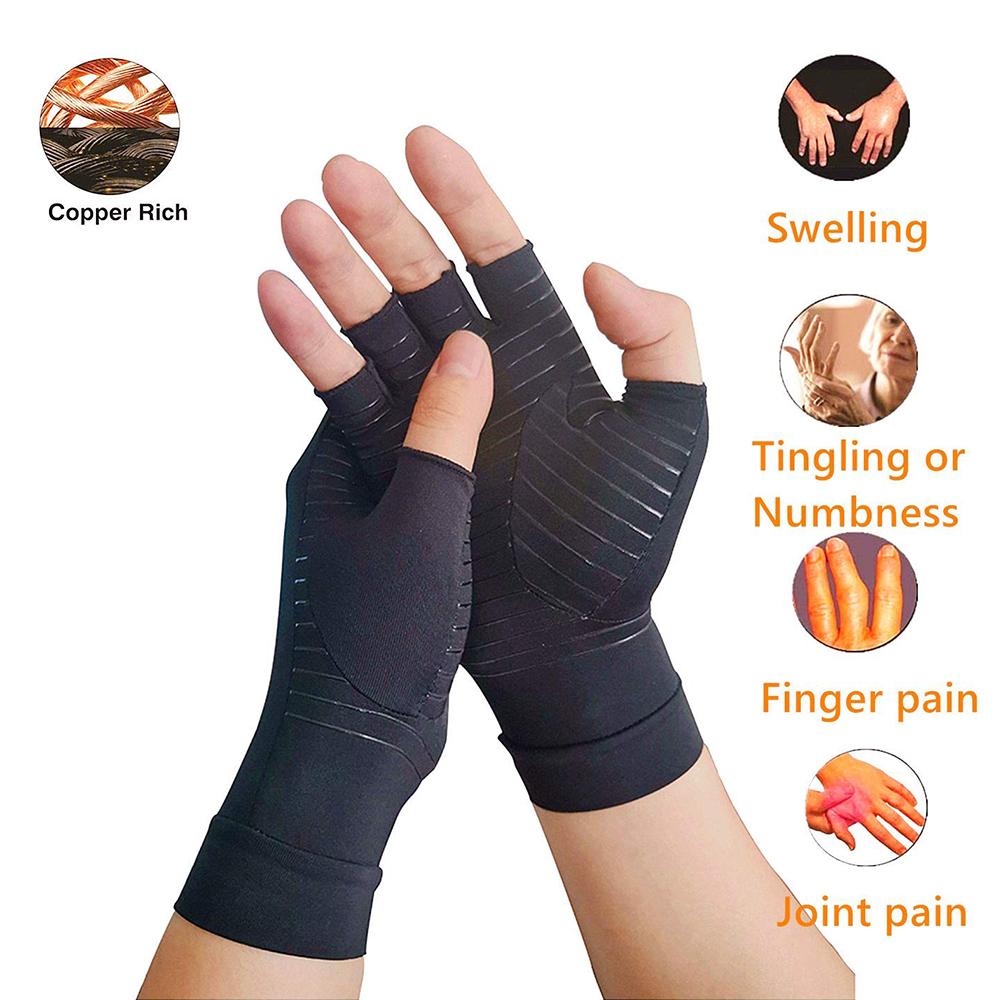 Guantes de Compresión para Artritis – Alivio del Dolor Articular y Fatiga en Manos (Unisex, Medio Dedo)