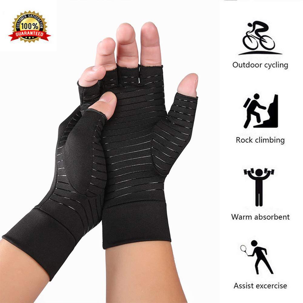 Guantes de Compresión para Artritis – Alivio del Dolor Articular y Fatiga en Manos (Unisex, Medio Dedo)