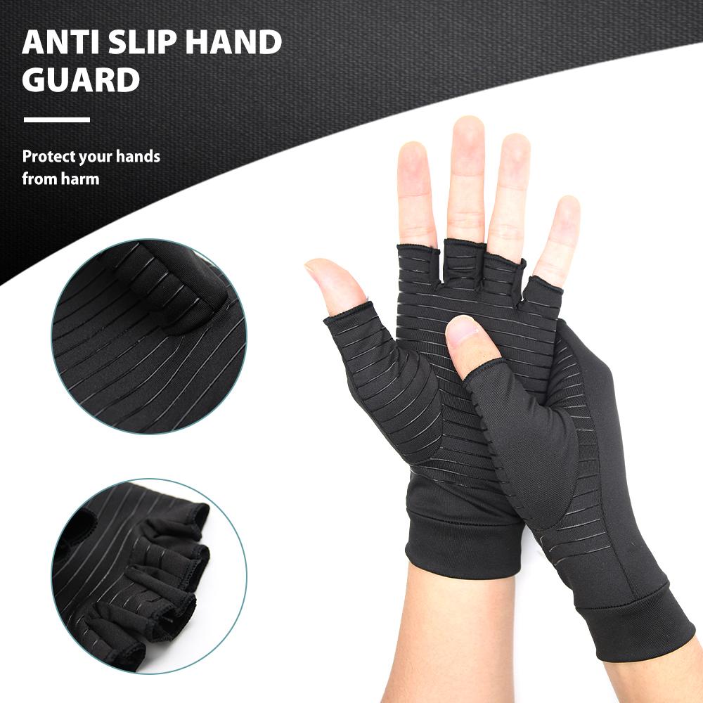 Guantes de Compresión para Artritis – Alivio del Dolor Articular y Fatiga en Manos (Unisex, Medio Dedo)