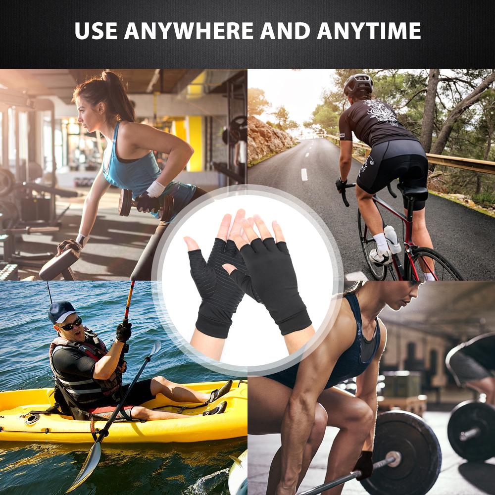 Guantes de Compresión para Artritis – Alivio del Dolor Articular y Fatiga en Manos (Unisex, Medio Dedo)