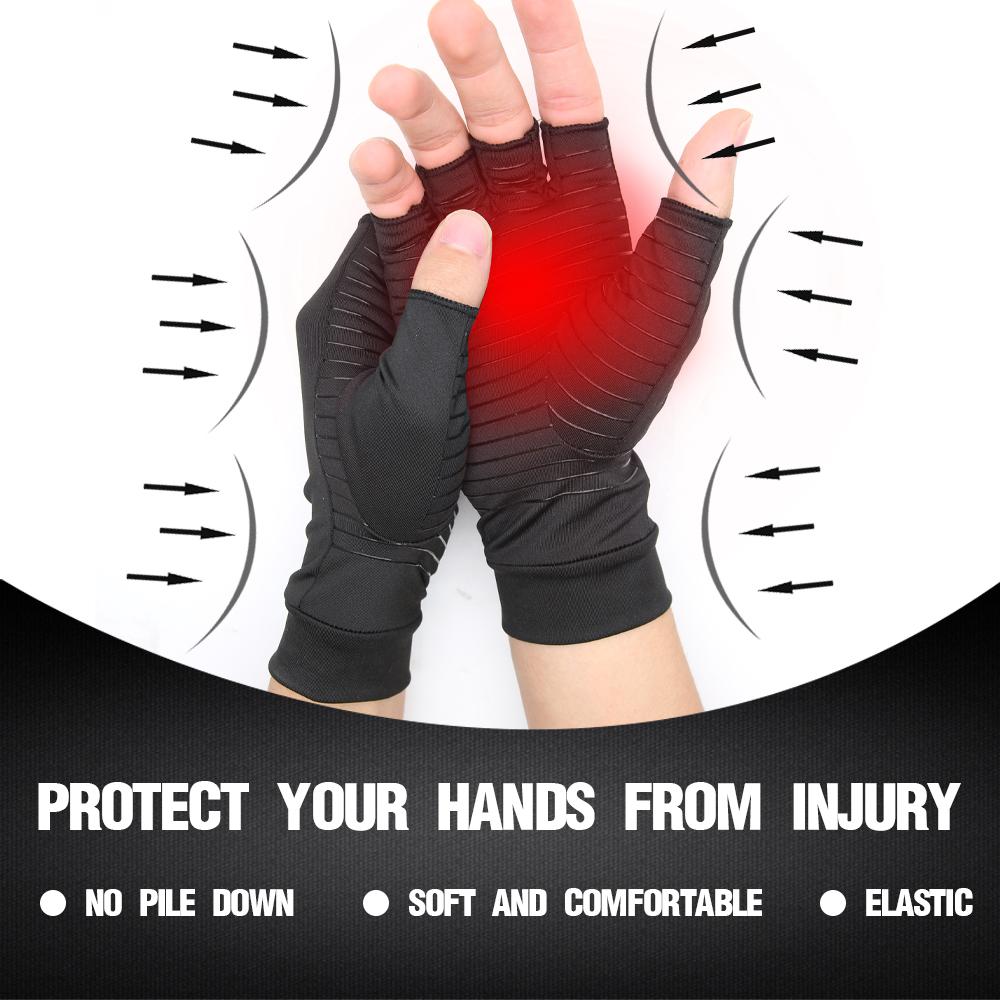 Guantes de Compresión para Artritis – Alivio del Dolor Articular y Fatiga en Manos (Unisex, Medio Dedo)
