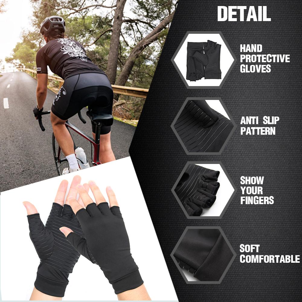 Guantes de Compresión para Artritis – Alivio del Dolor Articular y Fatiga en Manos (Unisex, Medio Dedo)